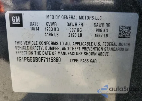 2015 Chevrolet Cruze Ltz from USA, damaged, VIN 1G1PG5SB0F7115860